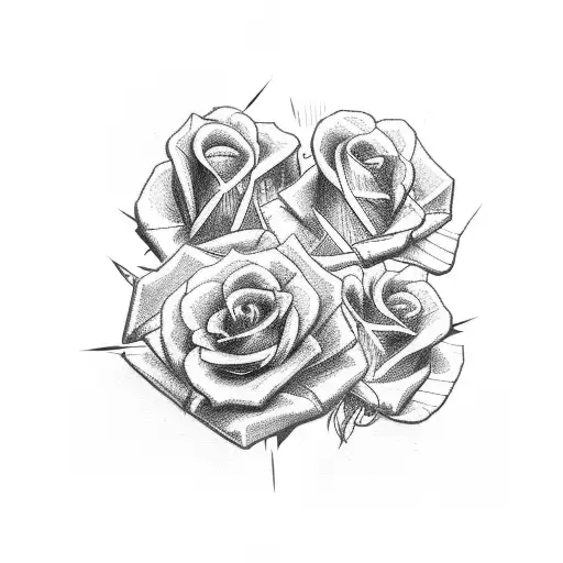A cross made of razor blades and roses tattoo design idea
