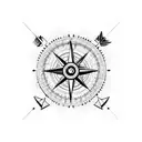 Arrow with Mountains and compass tattoo design idea