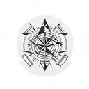 Arrow with Mountains and compass tattoo design idea