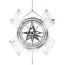 Arrow with Mountains and compass tattoo design idea