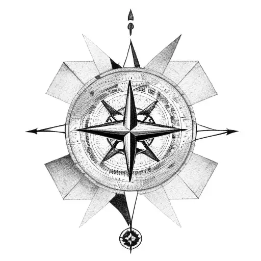 mexico map with a plane, compass rose, kilimanjaro silhouette,  tattoo design idea