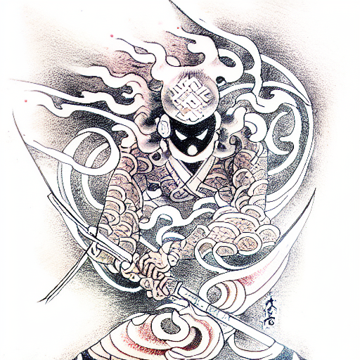 silent assasin demon ninja tattoo design idea