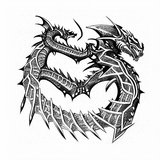 armoured Dragon enhanched cyborg detailed  tattoo design idea