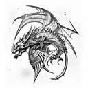 armoured Dragon enhanched cyborg detailed  tattoo design idea