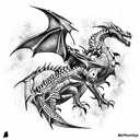 armoured Dragon enhanched cyborg detailed  tattoo design idea