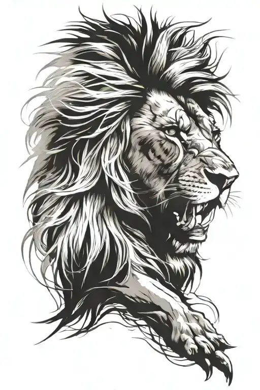 Angry wounded lion   tattoo design idea
