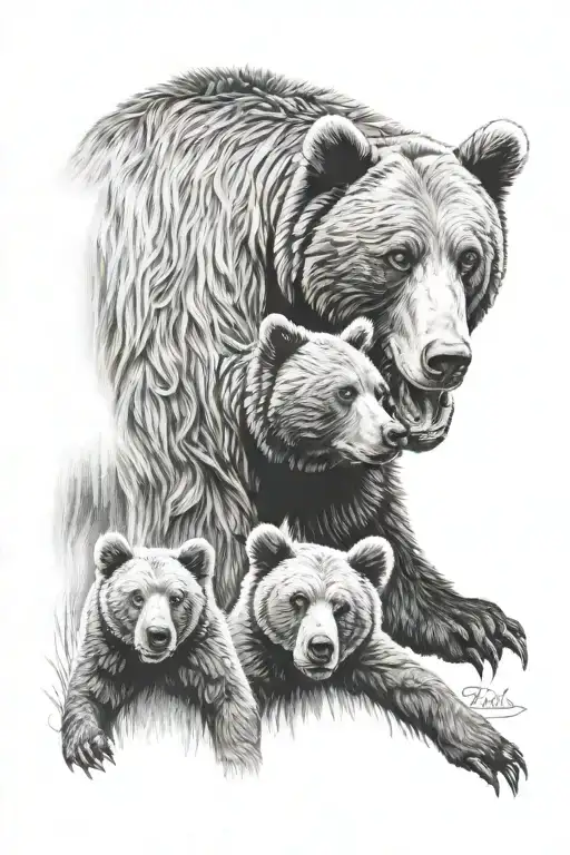 momma bear tattoo design idea