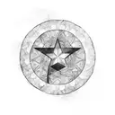 captain america shield with mandala and flowers tattoo design idea
