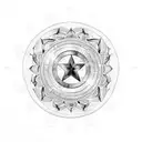 captain america shield with mandala and flowers tattoo design idea