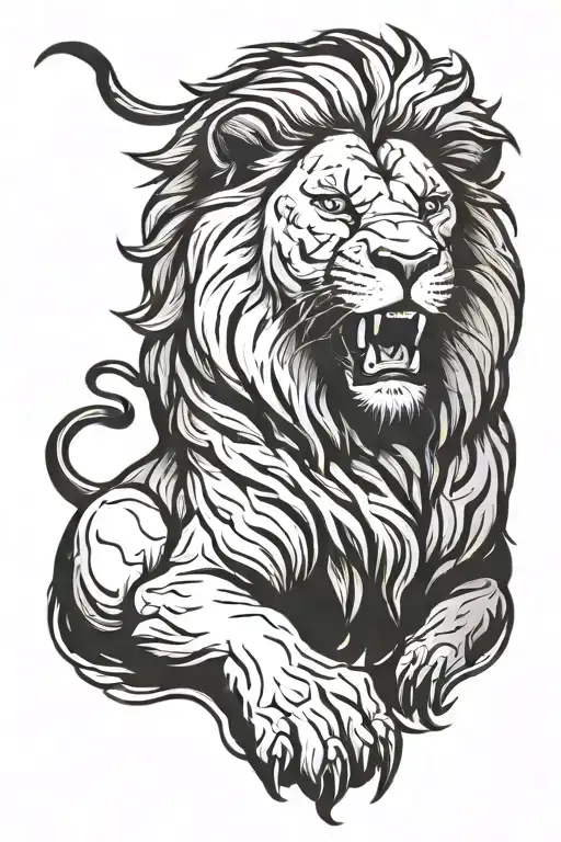 biblical lion roaring tattoo design idea
