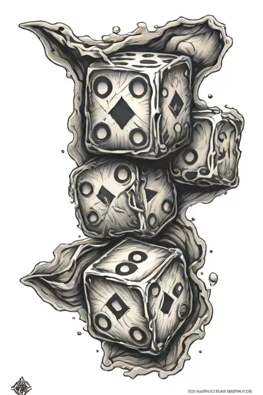 dice with the numbers 1 and 5 blessed on the hand  tattoo design idea
