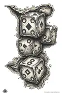 dice with the numbers 1 and 5 blessed on the hand  tattoo design idea