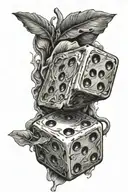 dice with the numbers 1 and 5 blessed on the hand  tattoo design idea