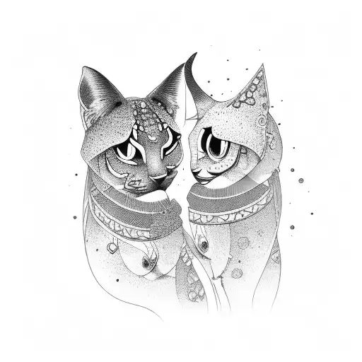 Mom and daughter  tattoo design idea