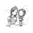 Mom and daughter  tattoo design idea