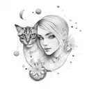 Mom and daughter  tattoo design idea