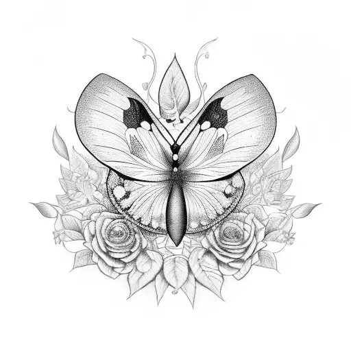 Combine the elegance of mariposa with the beauty of a botanical illustration tattoo design idea