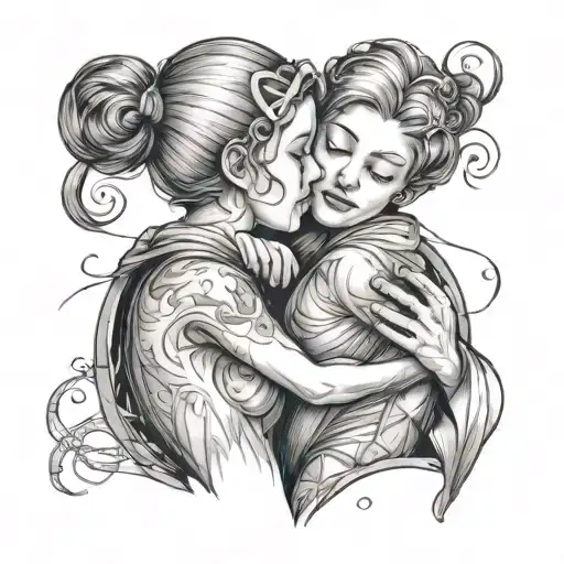 Mom supports her child from his back and infinity and beyond tattoo design idea