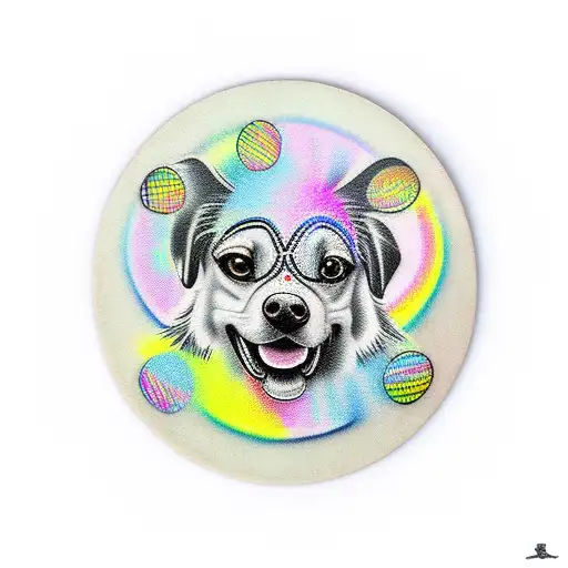 rave frisbee dog tattoo design idea