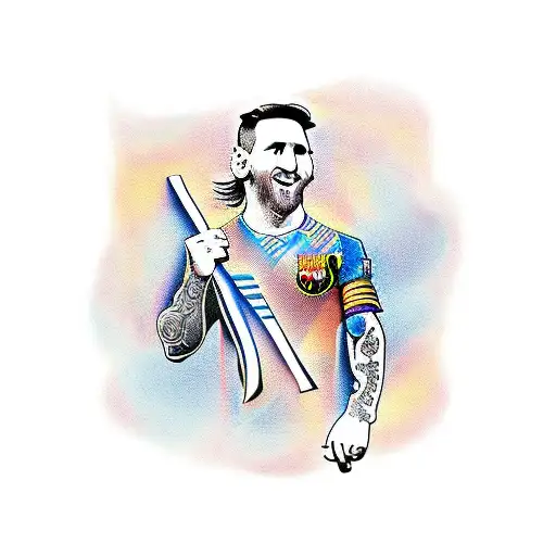 Lionel Messi Campeón del mundo tattoo design idea