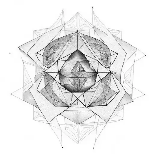 geometrical tattoo with elements of the band muse including their album covers tattoo design idea