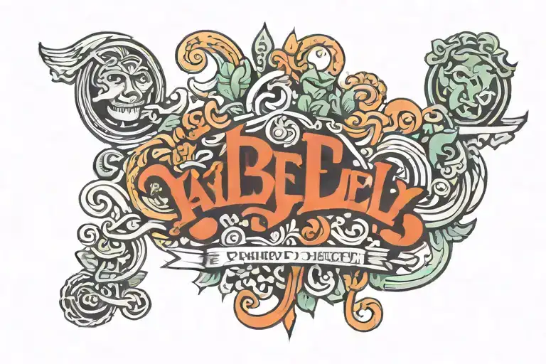 ABEL lettering, family, strength money luck aggressive tattoo design idea