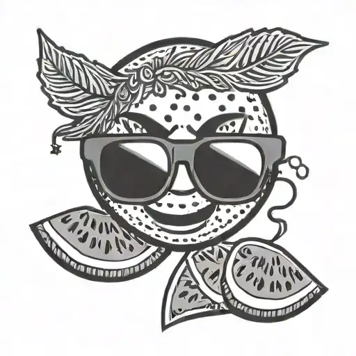 Watermelon smiling sunglasses on tattoo design idea
