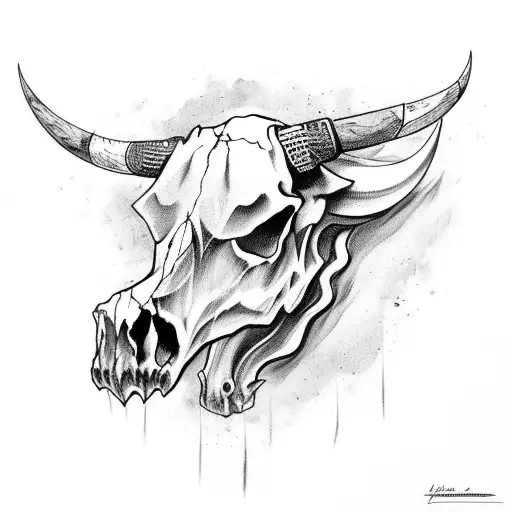 Bull Skull with lightning tattoo design idea