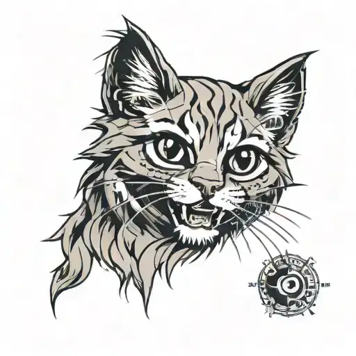 cheshir cat manul smiling tattoo design idea