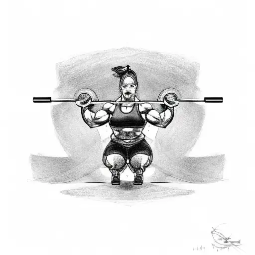 A Crossfit athlete lifting weights with musical symbols as tattoos tattoo design idea