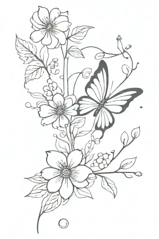 semi colon butterfly and flowers tattoo design idea