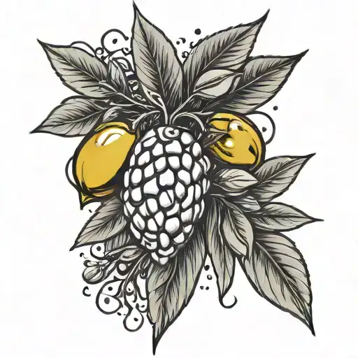 small black and gray tattoo with olive leaves inspired by the Kurdish culture  tattoo design idea