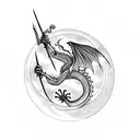 Dragon with fire and Moon  tattoo design idea