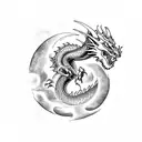 Dragon with fire and Moon  tattoo design idea