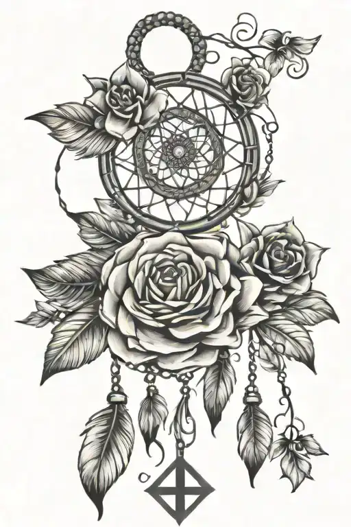 dream catcher and flower and cross and rwg mom tattoo tattoo design idea
