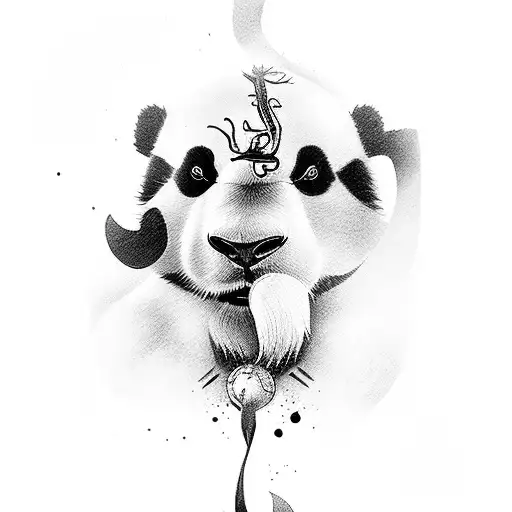 A fierce Cavalera warrior boxing with a panda tattoo design idea