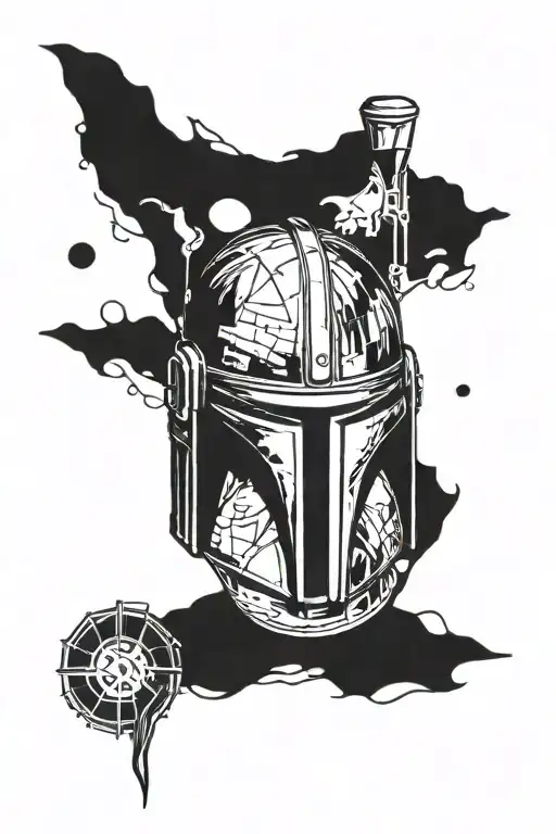 mandalorian helmet, adventure time, bender futurama, punks not dead tattoo design idea