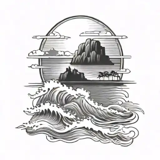 coogee beach sunset tattoo design idea