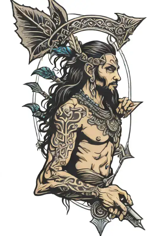 Shiv damru with arrow tattoo design idea