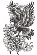phoenix with open wings tattoo design idea