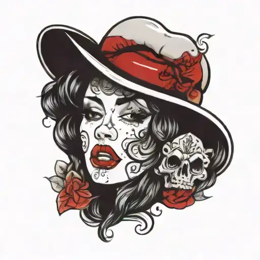 red  lips like kissed tattoo design idea