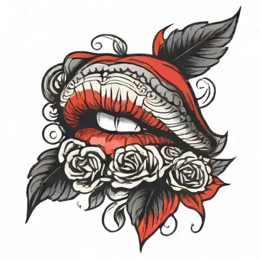 red lips like kissed tattoo design idea
