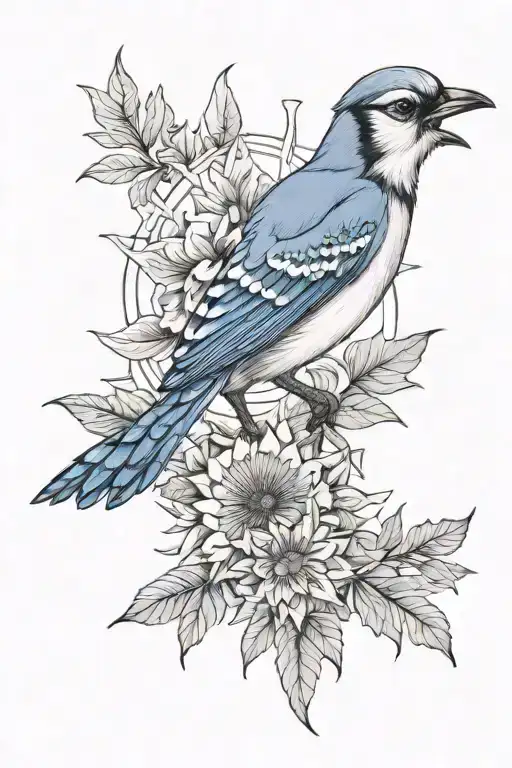 bluejay sun with 3 foot prints tattoo design idea