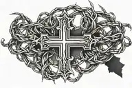 barbed wire with cross incorporated tattoo design idea