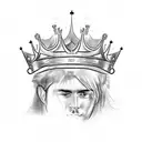 A sketch-style portrait of a football player wearing a crown, inspired by Queen's music tattoo design idea