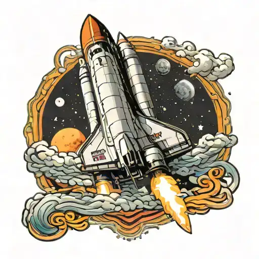 space shuttle launch vital wave tattoo design idea