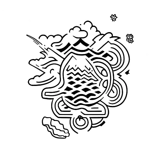 volcano tattoo design idea