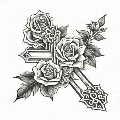 a tattoo memorial for my older brother but i never met him because he was a still birth. i want flowers and a cross tattoo design idea