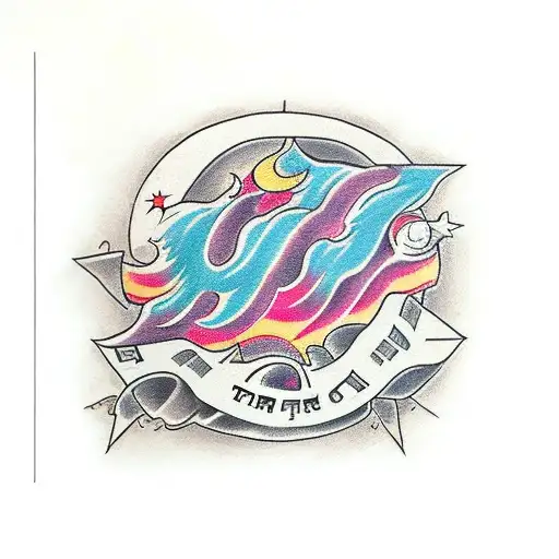 choose in hebrew, on the lower left fire, upper right cloud tattoo design idea