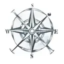 A minimalist design of the One Piece logo incorporated into a compass, symbolizing the client's passion for both sailing and the series tattoo design idea